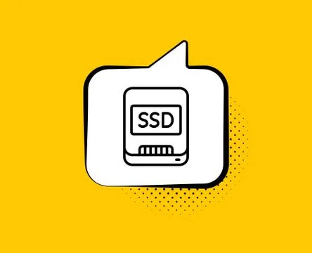 Ssd line icon. Computer memory component sign. Data storage. Vector Illustrazione stock