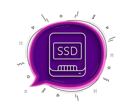 Ssd line icon. Computer memory component sign. Data storage. Vector Stock Illustration