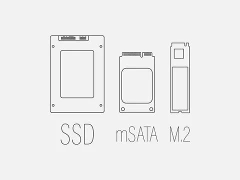 Ssd mSATA, M2, SSD icon. Vector illustration, flat design. 스톡 일러스트