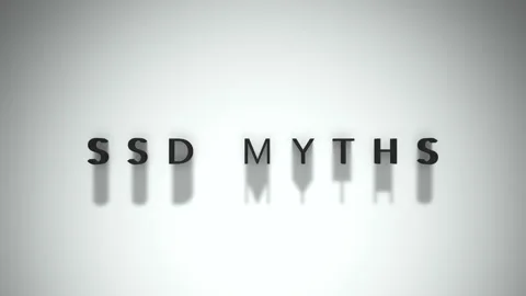 Ssd myths 3D matte black title against a white backdrop Stock Footage 301837418