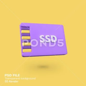 Ssd sata for computer isolated 3d render icon illustration PSD Template