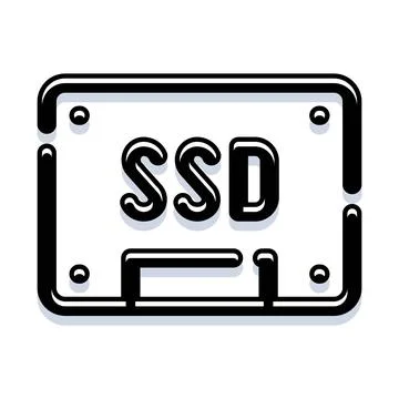 Ssd solid state drive computer storage line icon 库存插图