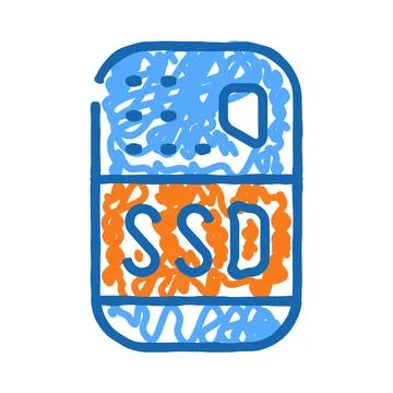 Ssd solid state drive data storage doodle icon Stockillustratie