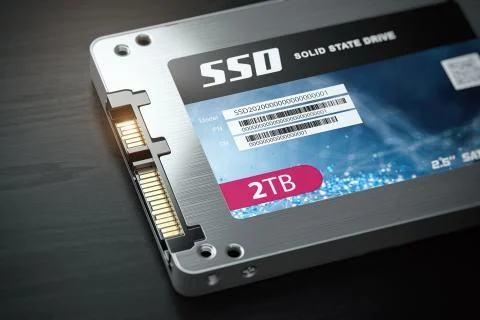 SSD state solid drives disk on black background. 写真素材