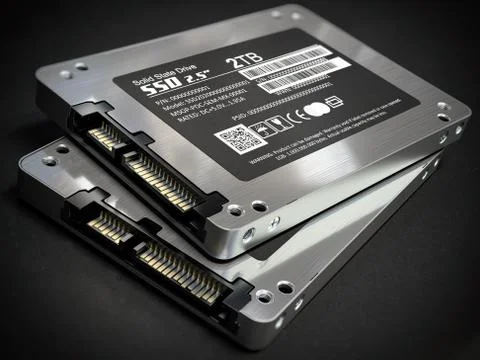 SSD state solid drives disks on black background. 스톡 사진