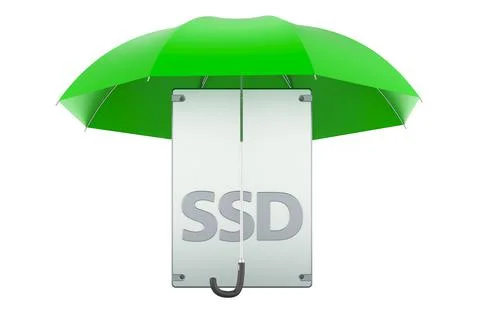 SSD under umbrella, 3D rendering Stock Illustration
