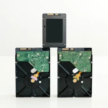 SSD vs HDD disk drives Stock Photos