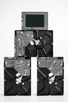 SSD vs HDD disk drives Stock Photos