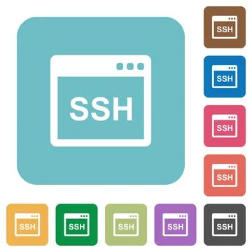 SSH client application rounded square flat icons Stock Illustration