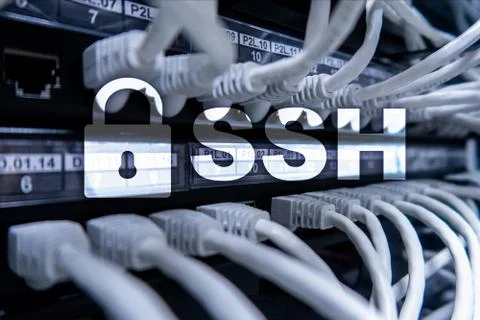 SSH, Secure Shell protocol and software. Data protection, internet and teleco Stock Photos