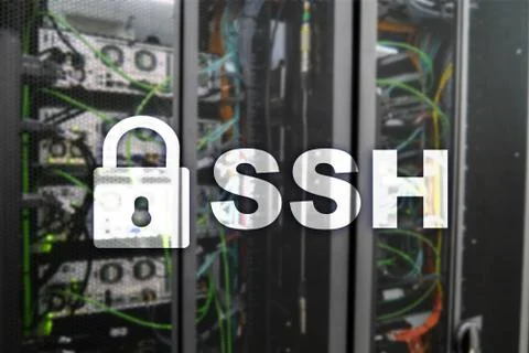 SSH, Secure Shell protocol and software. Data protection, internet and teleco Stock Photos