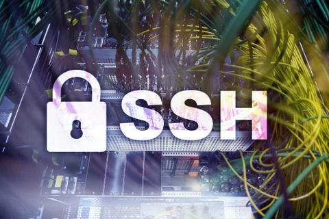 SSH, Secure Shell protocol and software. Data protection, internet and teleco Stock Photos