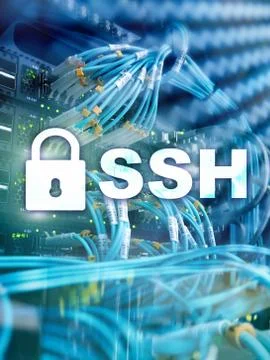SSH, Secure Shell protocol and software. Data protection, internet and teleco Stock Photos