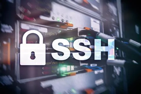 SSH, Secure Shell protocol and software. Data protection, internet and teleco Stock Photos