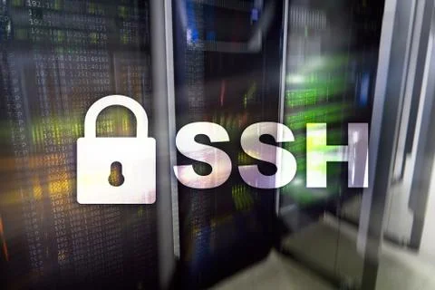 SSH, Secure Shell protocol and software. Data protection, internet and teleco Stock Photos