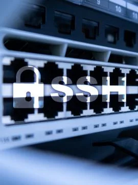 SSH, Secure Shell protocol and software. Data protection, internet and teleco Stock Photos