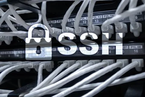 SSH, Secure Shell protocol and software. Data protection, internet and teleco Stock Photos