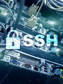 SSH, Secure Shell protocol and software. Data protection, internet and teleco Stock Photos