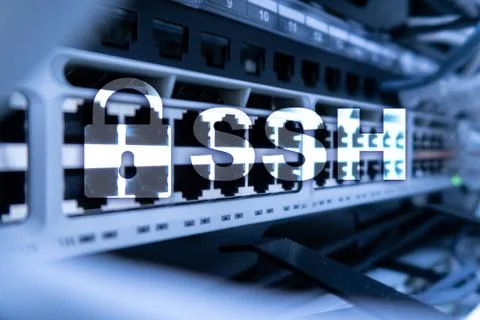 SSH, Secure Shell protocol and software. Data protection, internet and teleco Stock Photos