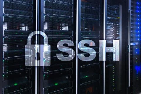 SSH, Secure Shell protocol and software. Data protection, internet and teleco Stock Photos