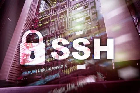 SSH, Secure Shell protocol and software. Data protection, internet and teleco Fotos de archivo