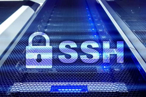 SSH, Secure Shell protocol and software. Data protection, internet and teleco Stock Photos