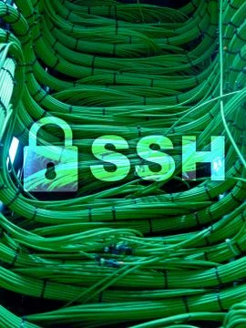 SSH, Secure Shell protocol and software. Data protection, internet and teleco Fotos de archivo