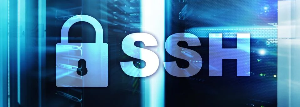 SSH, Secure Shell protocol and software. Data protection, internet and Stock Photos