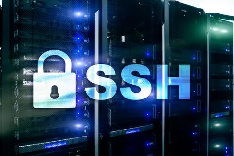 SSH, Secure Shell protocol and software. Data protection, internet and Stock Photos
