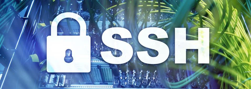 SSH, Secure Shell protocol and software. Data protection, internet and Stock Photos