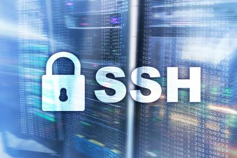 SSH, Secure Shell protocol and software. Data protection, internet and Stock Photos