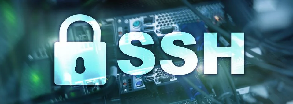 SSH, Secure Shell protocol and software. Data protection, internet and Stock Photos