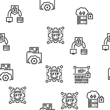 Ssh, Sftp File Transfer Protocol Icons Set Vector Stockillustratie