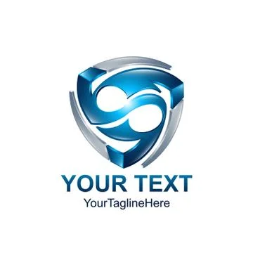 Sshield shape icon. 3D emblem sign isolated on white background. Symbol of se Stock Illustration