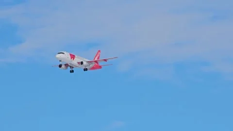 SSJ100 Red wings Stock Footage 266648734