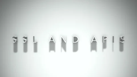 Ssl and apis 3D title animation white text on a white background Stock Footage 299644799