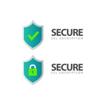 Ssl certificate and secure encryption shield symbol logo design isolated Stock Illustration