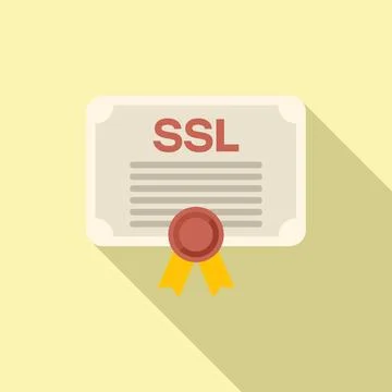 SSL certificate diploma icon flat vector. Web data Ilustración de archivo