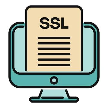 Ssl certificate document appearing on a computer monitor Illustration