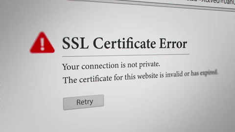 "SSL Certificate Error" Message on Web Browser Stock Footage 241127011