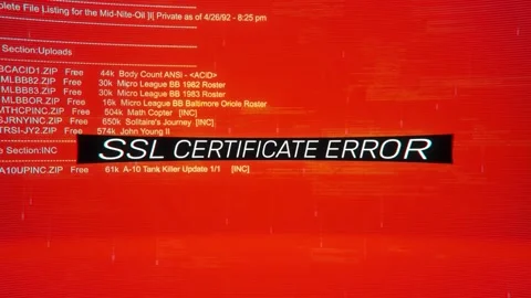SSL Certificate Error on warning hack background screen Stock Footage 343383987