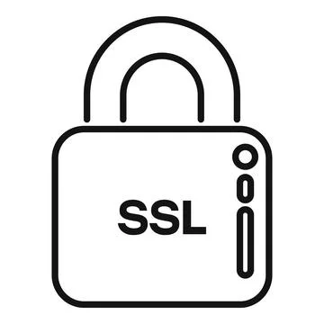 SSL certificate padlock icon outline vector. Network security Stock Illustration