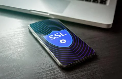 SSL certificate - Secure Sockets Layer icon concept on smartphone screen Stock Photos