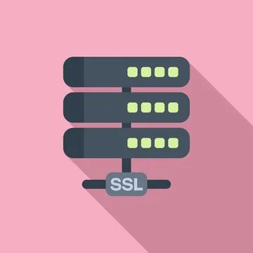 SSL certificate server icon flat vector. Network security 库存插图