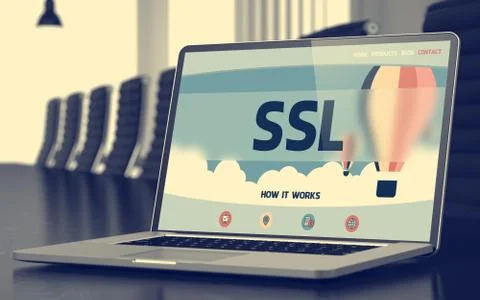 Ssl Concept on Laptop Screen. 3D Stock Illustration