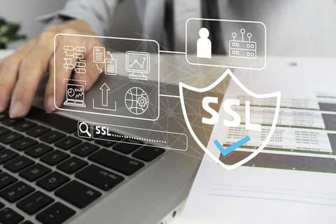 SSL data management concept, technology used to encrypt data to maintain se.. 스톡 사진