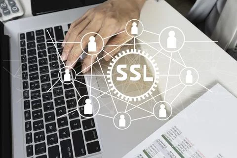 SSL data management concept, technology used to encrypt data to maintain se.. Stock-Fotos