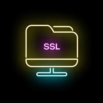 Ssl data security folder on a computer screen icon Illustrazione stock