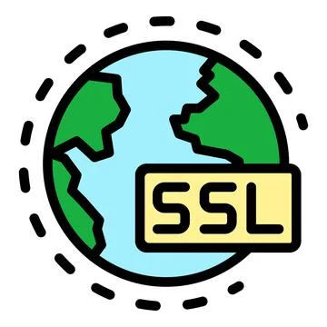 Ssl global system icon color outline vector 스톡 일러스트