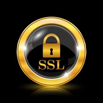 SSL icon. Internet button on black background. EPS10 vector. 스톡 일러스트